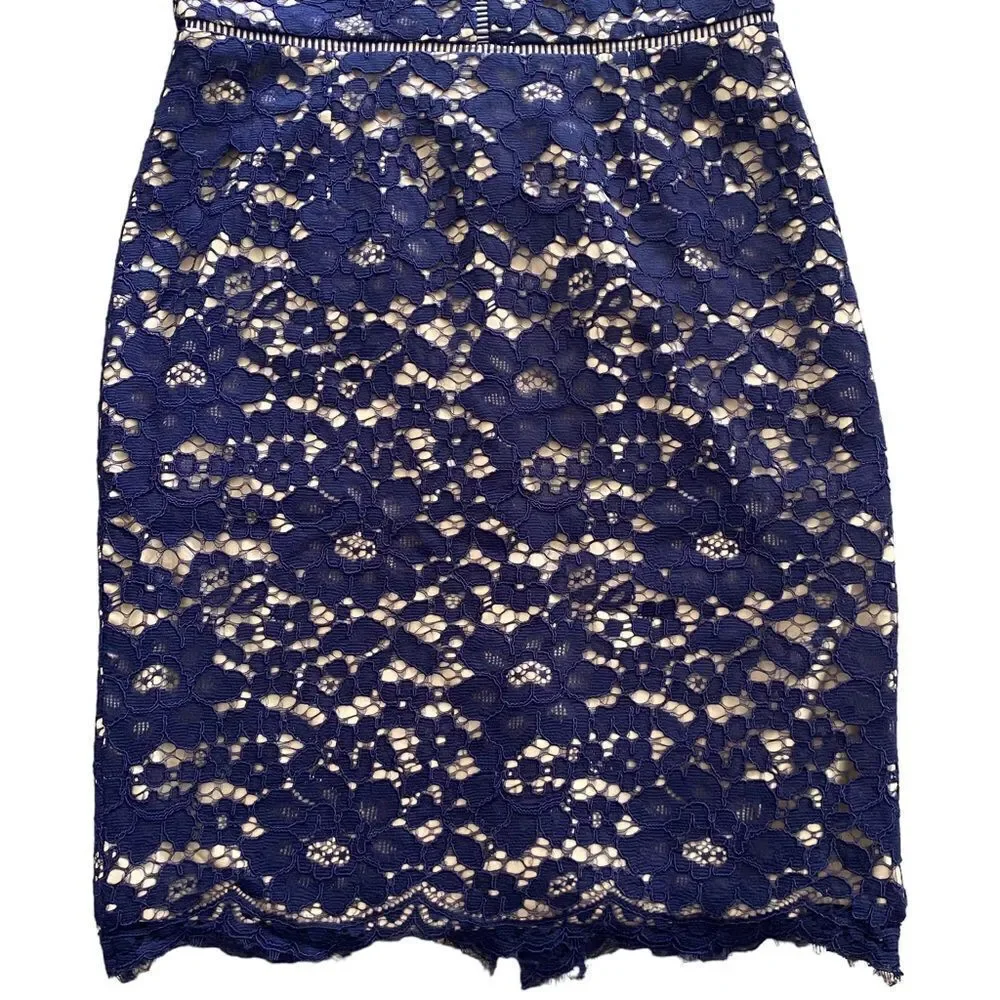 Vince Camuto | Allover Lace Halter Midi Dress, Size 12 - Picture 4 of 13
